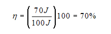 eff=70J/100J x 100=70%
