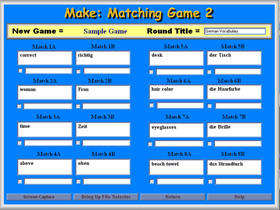 Matching Game Sample Screen
