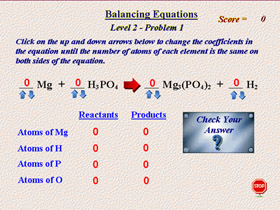 Balancing Equations Screen