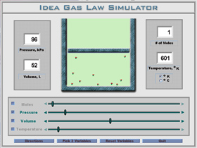 Screen of Ideal Gas Law Simulator