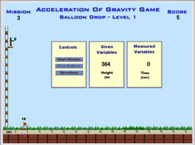 screen from acceleration of gravity game module