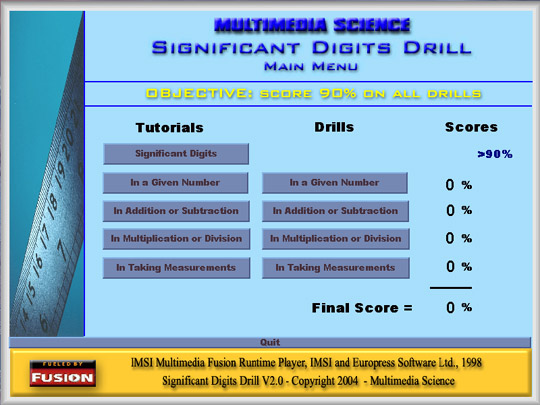 significant digits drill  main screen