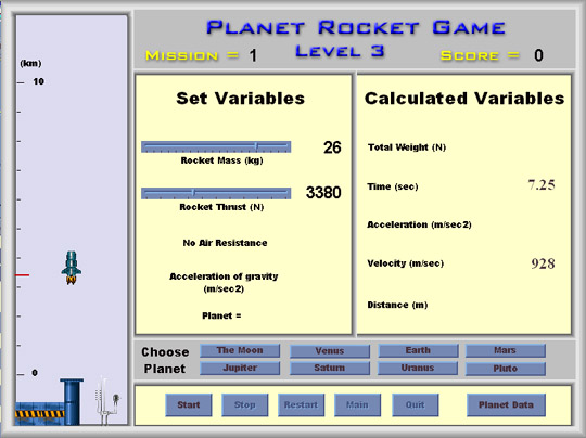 Planet Rocket Game Screen