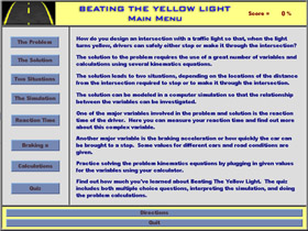 Beating The Yellow Light Main Menu