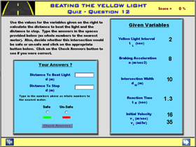 Beating The Yellow Light Quiz Screen