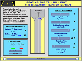 Beating The Yellow Light Simulation Screen